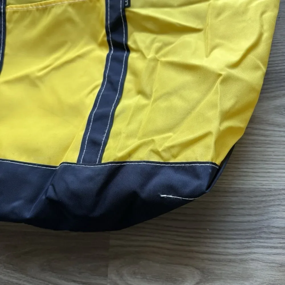 Vintage LL Bean Boat And Tote Bag Large Yellow Blue Nylon 80s 90s Rare